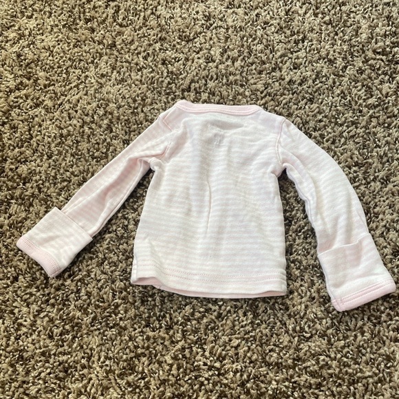 🐶Just one you by carters newborn pink&white stripped long sleeve owl shirt🐶 - Picture 2 of 3